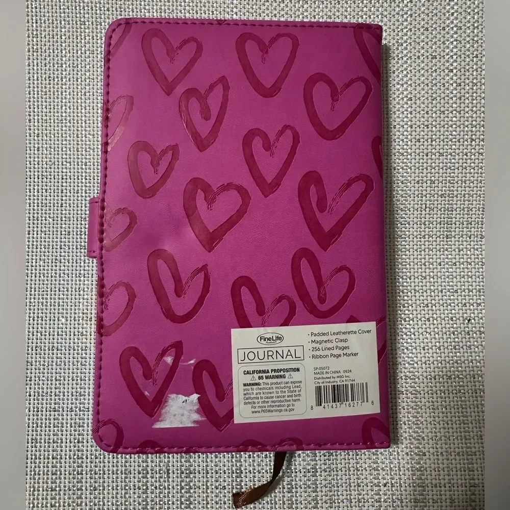 Blue Bible Verse Pink Hearts Faux Leather Bound Journal